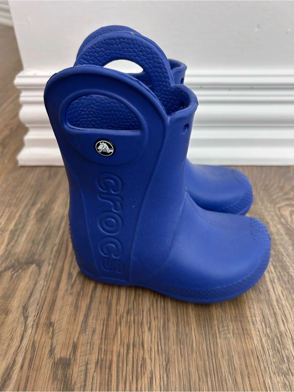 CROCS Kids Royal Blue Pull-On Rain Boots with Handles